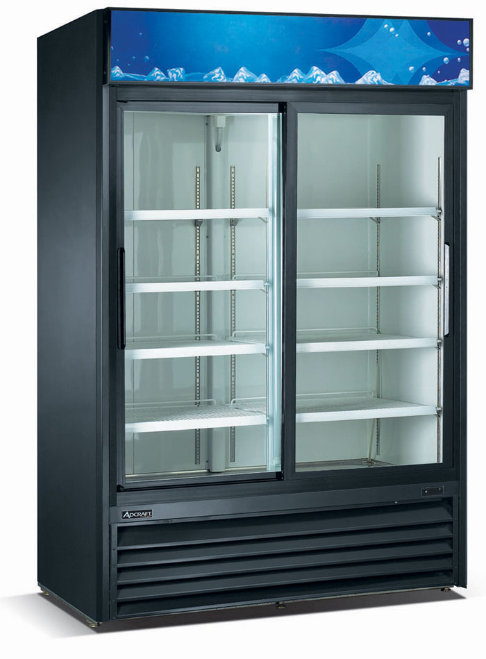 U-Star 2 Sliding Glass Door Merchandiser Refrigerator, in Black