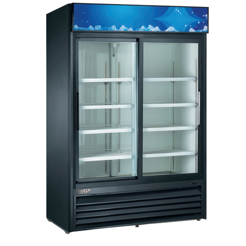 Black Diamond Sliding Glass Door Merchandiser Refrigerator, 2 Doors, 39.9 cu ft Capacity, in Black