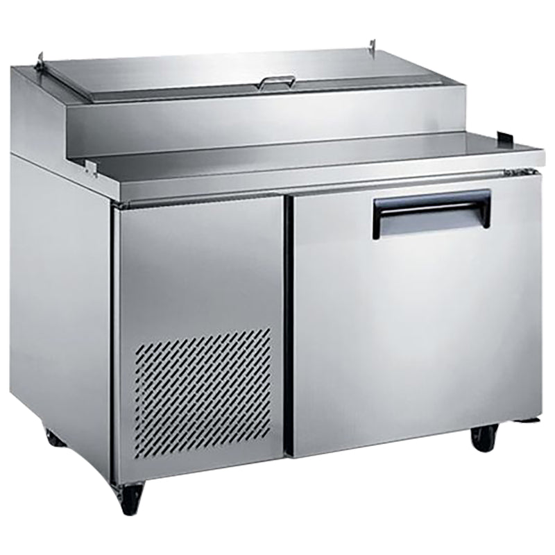 Grista 1 Door Refrigerated Pizza Prep Table, in Silver/White