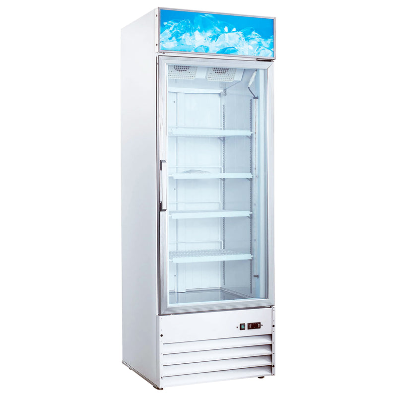 U-Star Merchandiser Refrigerator, Single Swing Glass Door, 22.6 cu ft Capacity, in White