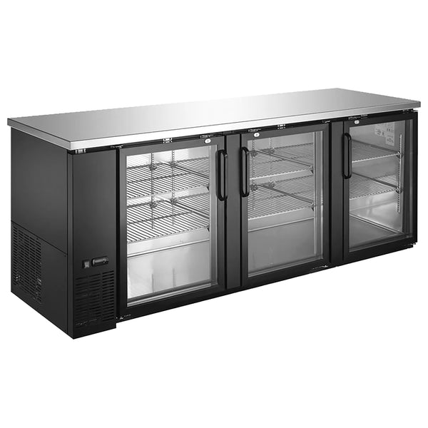 U-Star 3 Glass Door Back Bar Cooler, in Black