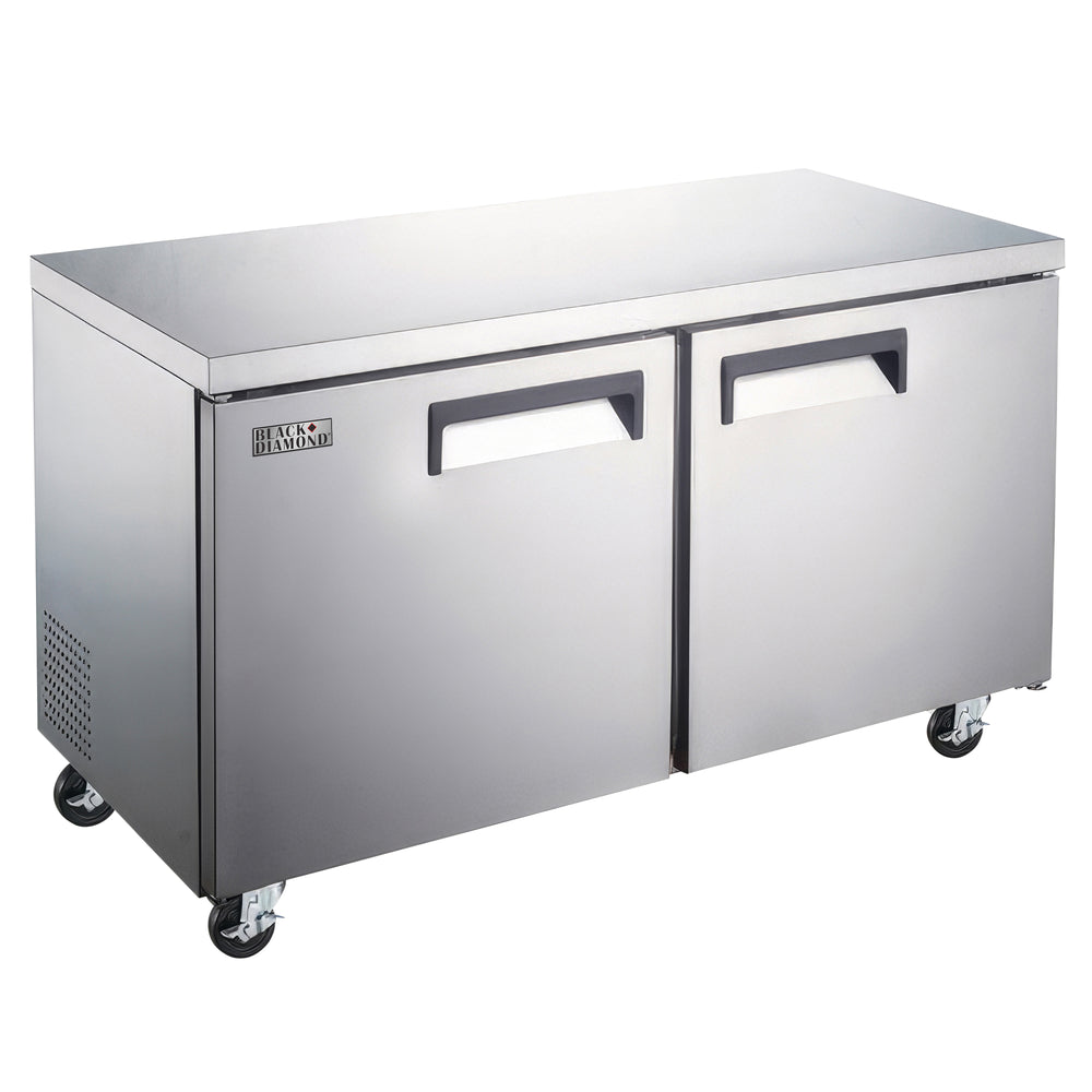 Black Diamond Undercounter Refrigerator, 2 Solid Doors, 11.9 Cu. Ft. Capacity, in Stainless Steel