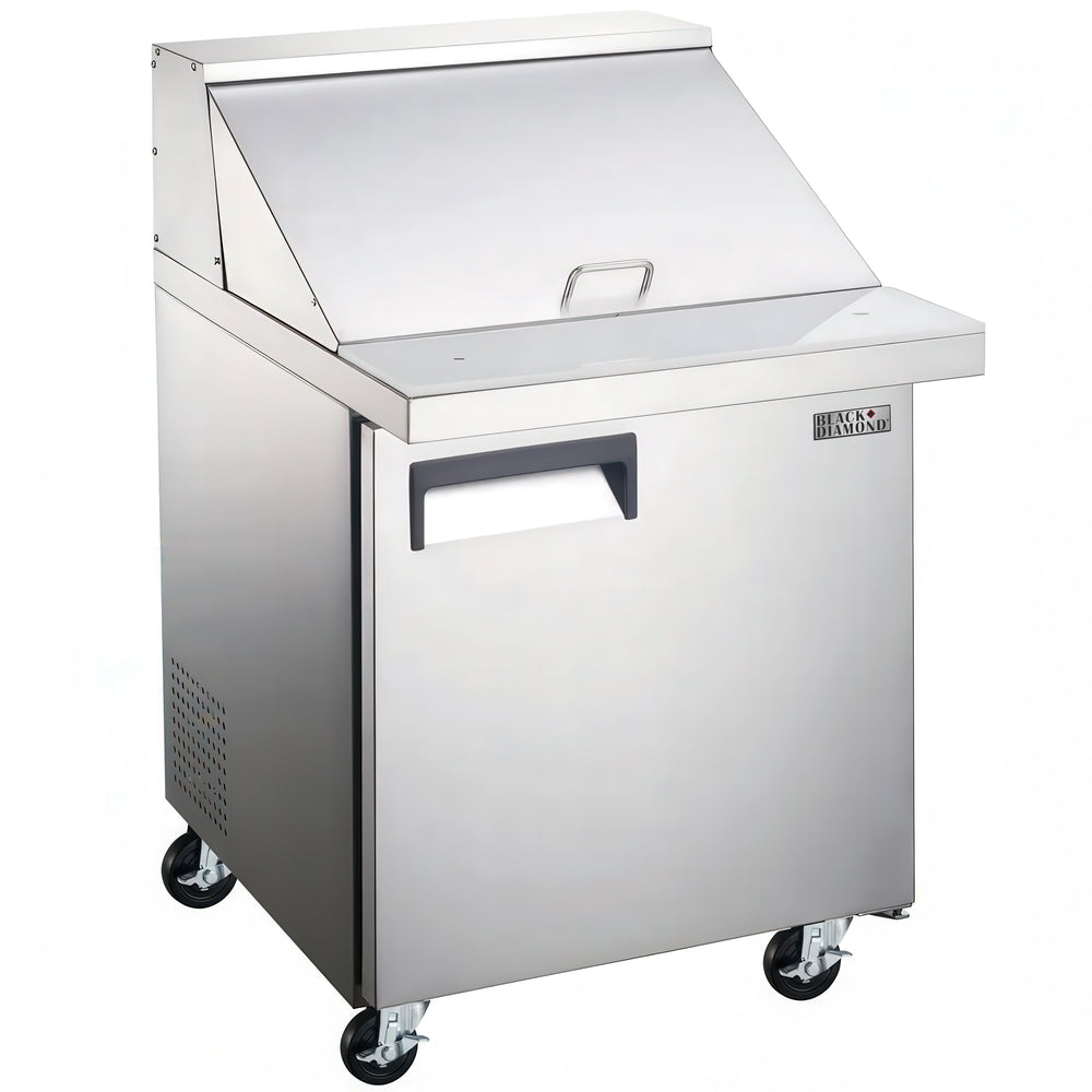 Black Diamond Refrigerated Mega Top Salad/Sandwich Prep Table, 1 Door, 27", in Stainless Steel