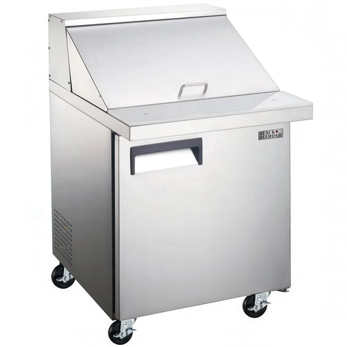Black Diamond Refrigerated Mega Top Salad/Sandwich Prep Table, 1 Door, 27", in Stainless Steel