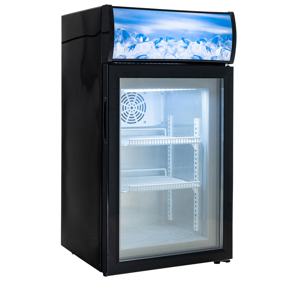 Black Diamond Countertop Display Freezer, Single Glass Door, 1.8 cu ft, in Black