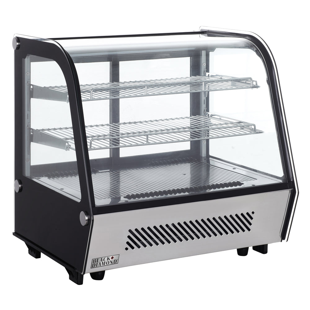 Black Diamond Refrigerated Countertop Display Case, Two Glass Doors, 4.2 cu ft, in Stainless Steel