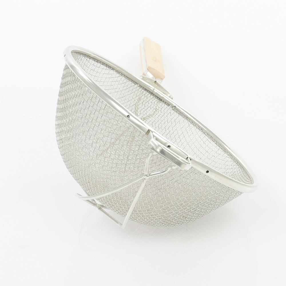 Premium Tinned Double-Mesh Steel Strainer with Reinforced Base, in Silver