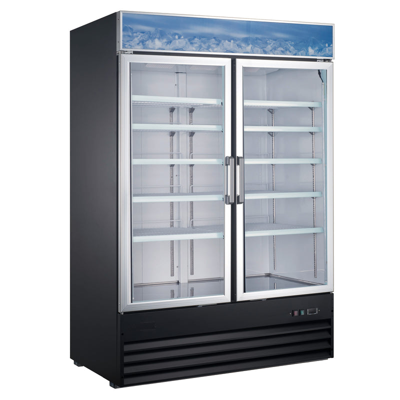 U-Star Merchandiser Refrigerator, Double Swing Glass Doors, 39.9 cu ft Capacity, in Black