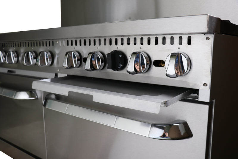 Black Diamond Gas Range with 10 Burners and 2 Ovens, in Stainless Steel