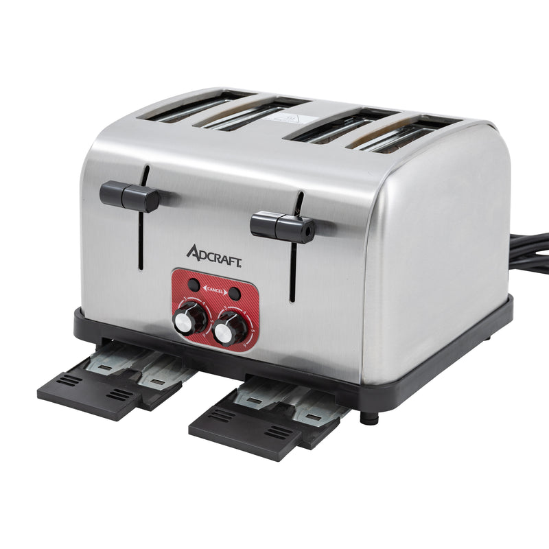 Adcraft Medium Duty 4-Slice Pop-Up Commercial Toaster, in Silver