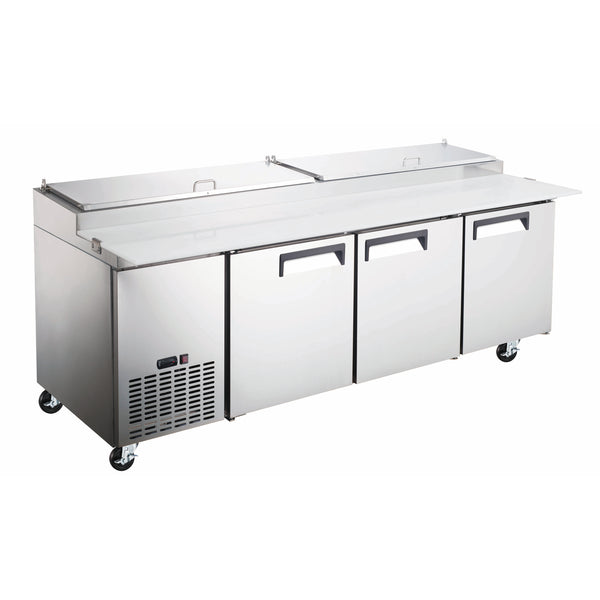 Grista 3 Door Refrigerated Pizza Prep Table, in Silver/White