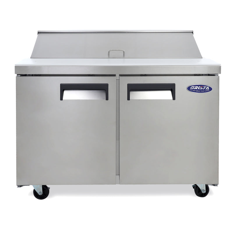 Grista 2 Door Refrigerated Salad/Sandwich Prep Table, in Silver/White