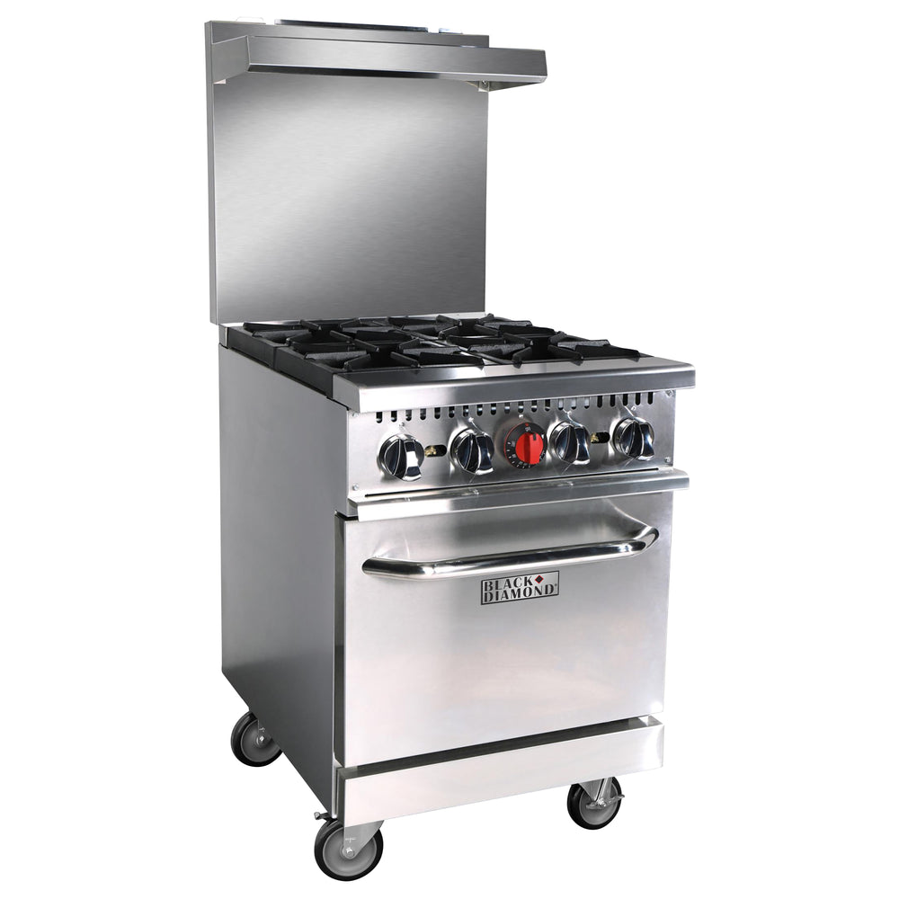 Black Diamond 24" Gas Range with Oven, 4 Burners, 120,000 BTUs, in Stainless Steel