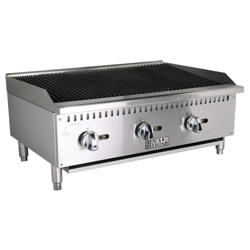 Black Diamond 36" Standard Series Charbroiler, 3 Burners, in Stainless Steel