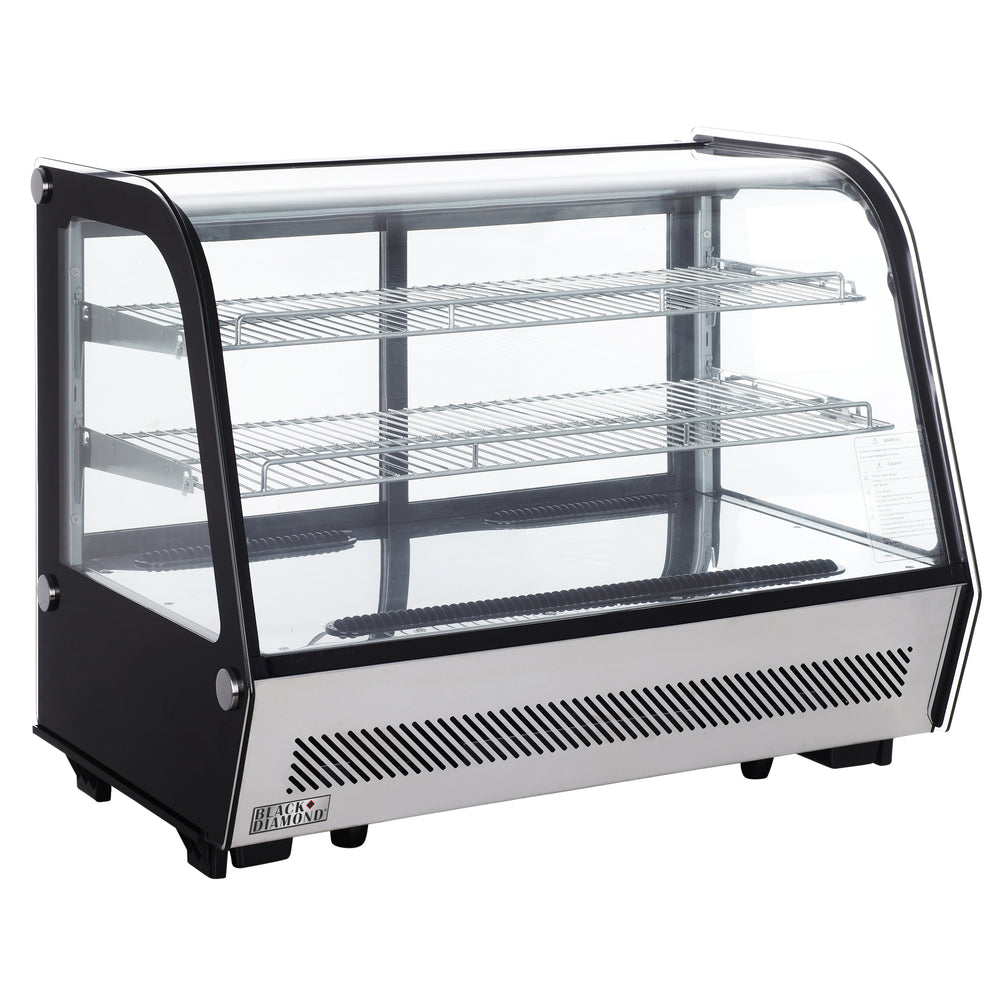 Black Diamond Refrigerated Countertop Display Case, Two Glass Doors, 5.2 cu ft, in Stainless Steel
