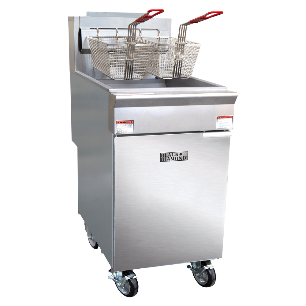 Black Diamond Gas Deep Fryer, Natural Gas, 70 lb, 150K BTU, in Stainless Steel