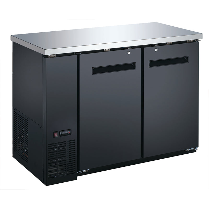 U-Star 2 Solid Door Narrow Depth Back Bar Cooler, in Black