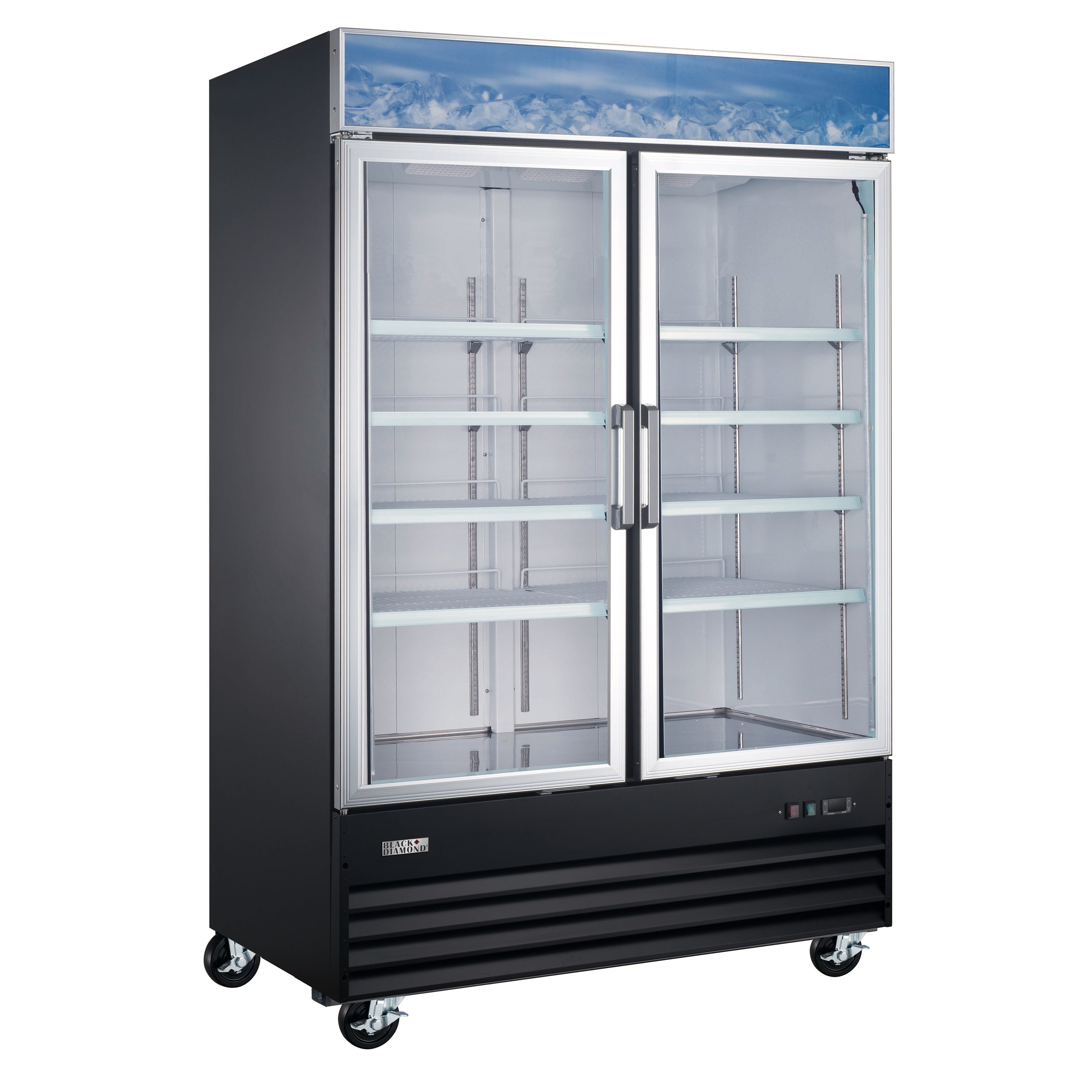 Black Diamond Double Swing Glass Door Merchandiser Refrigerator