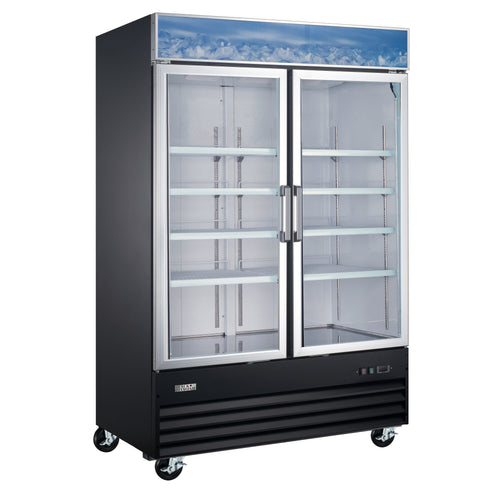 Black Diamond Double Swing Glass Door Merchandiser Refrigerator, 39.9 cu ft, in Black