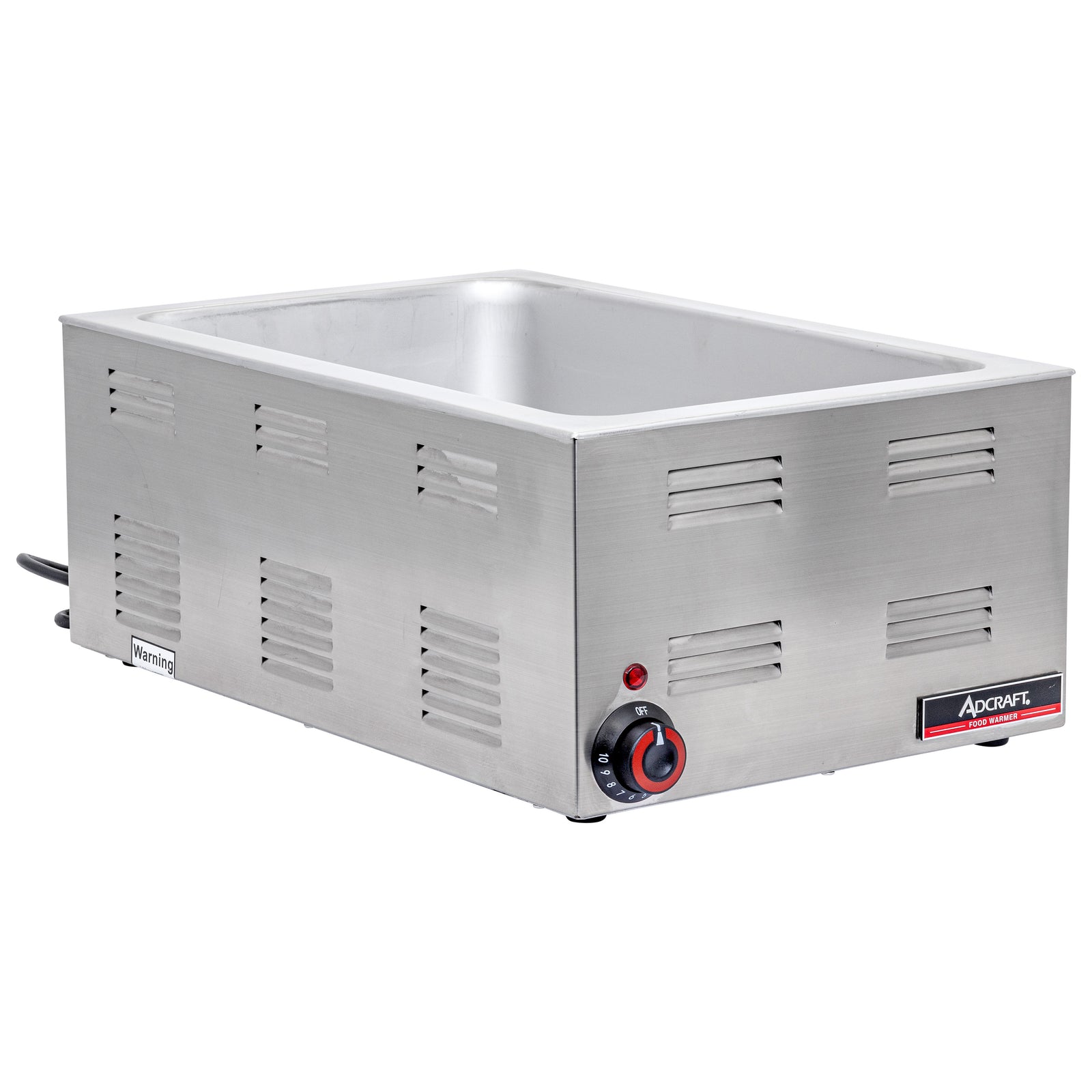 Adcraft FW-1200W Full-Size Food Warmer, 1200W Stainless Steel