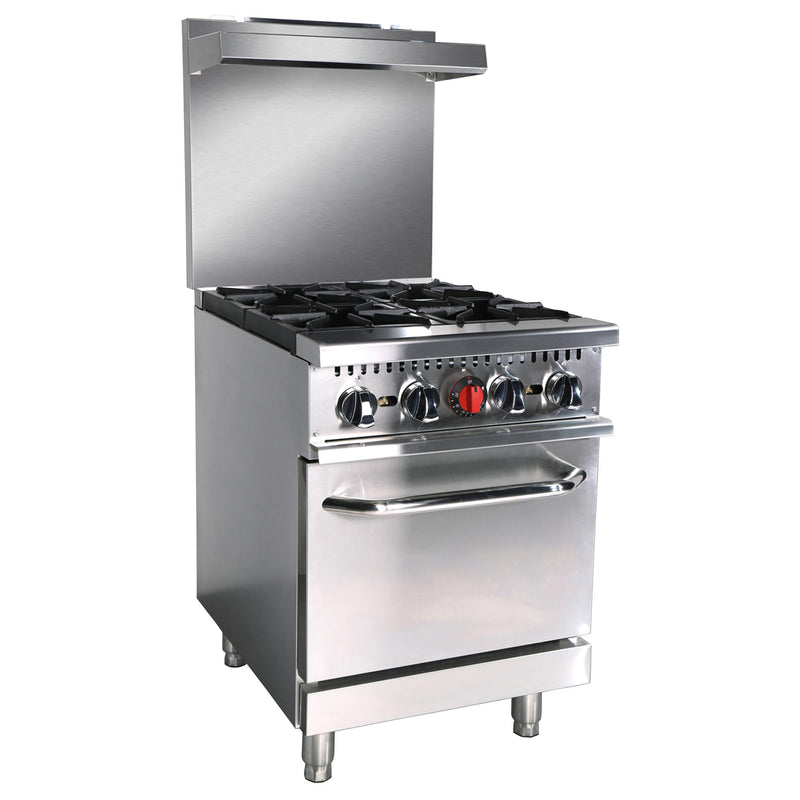 Black Diamond Gas Range with 4 Burners and Oven, in Stainless Steel