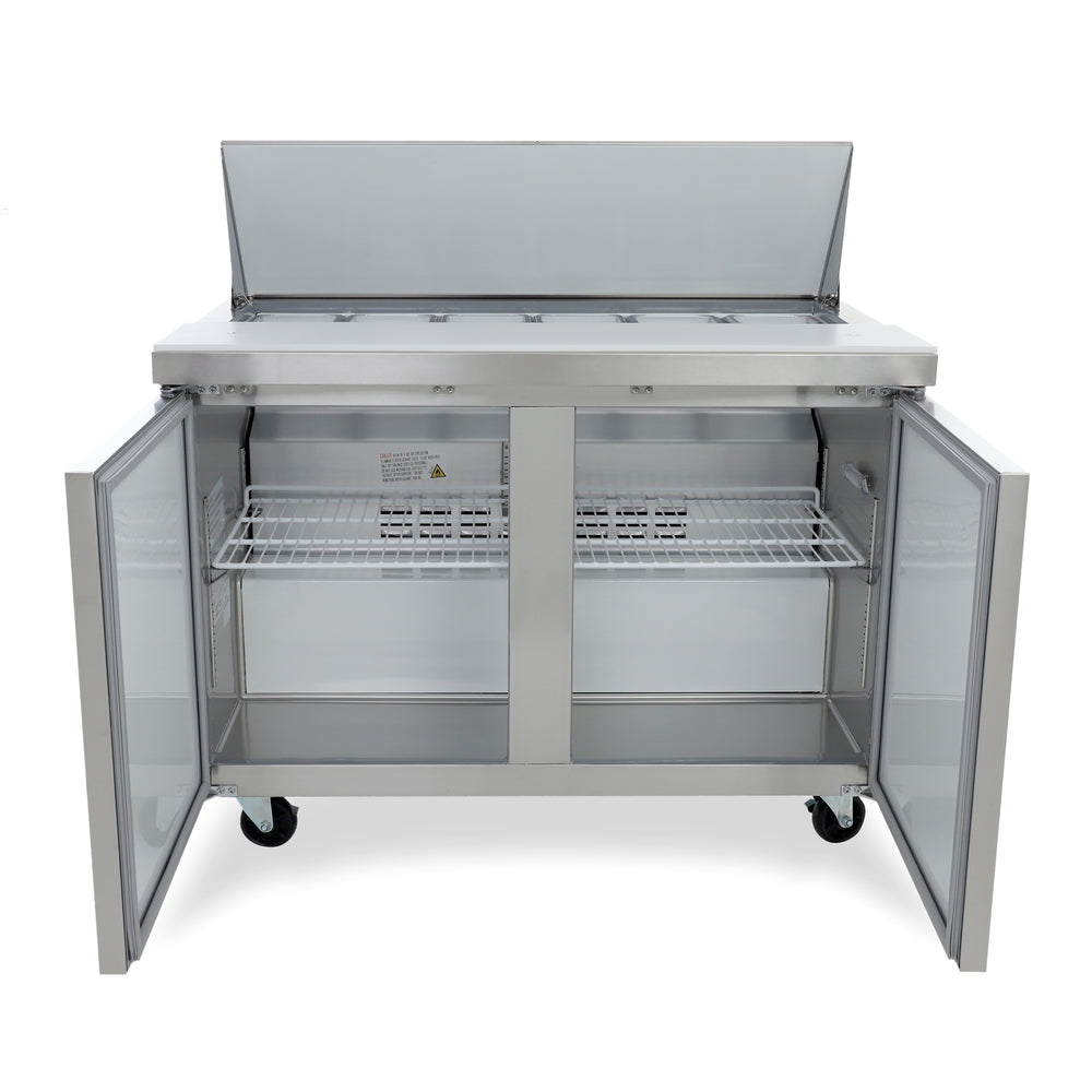 Black Diamond Refrigerated Salad/Sandwich Prep Table, 2 Doors, 47", in Stainless Steel