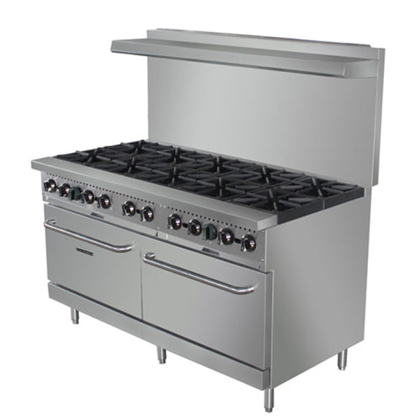 Black Diamond Gas Range with 10 Burners and 2 Ovens, in Stainless Steel