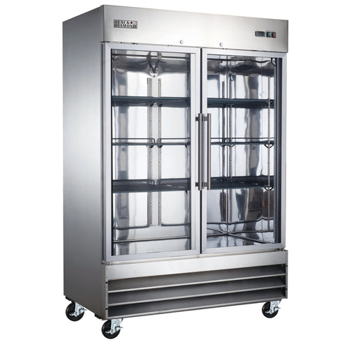 Black Diamond 2 Glass Door Reach-In Freezer 48 cu ft Capacity, in Stainless Steel
