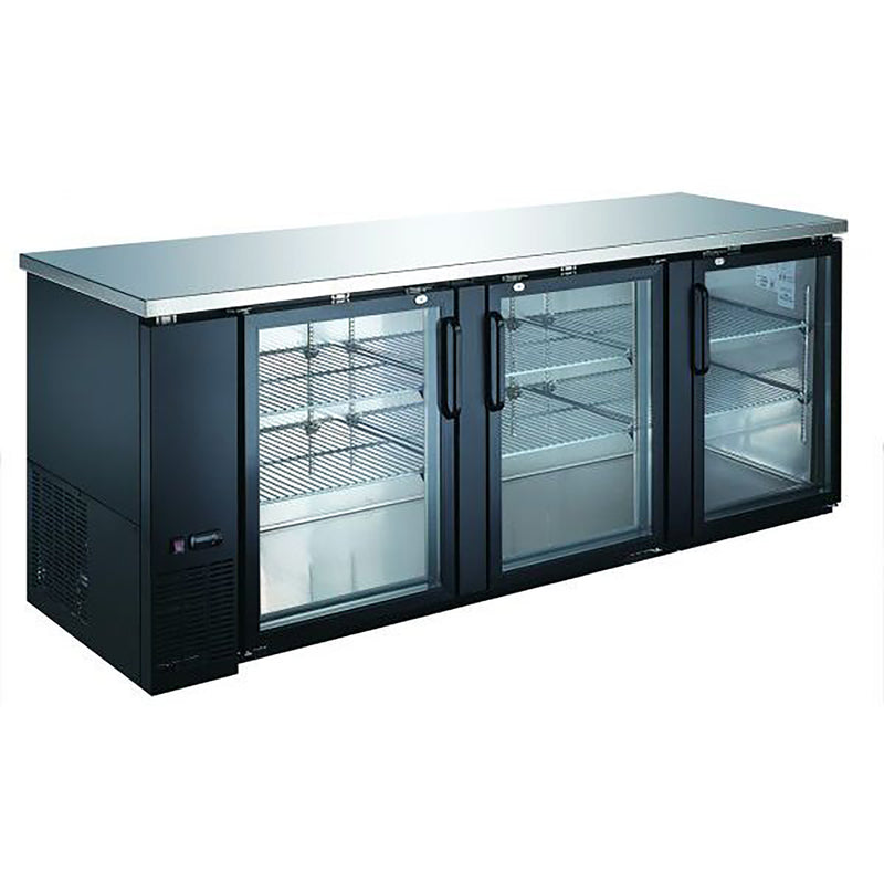 U-Star 3 Glass Door Back Bar Cooler, in Black