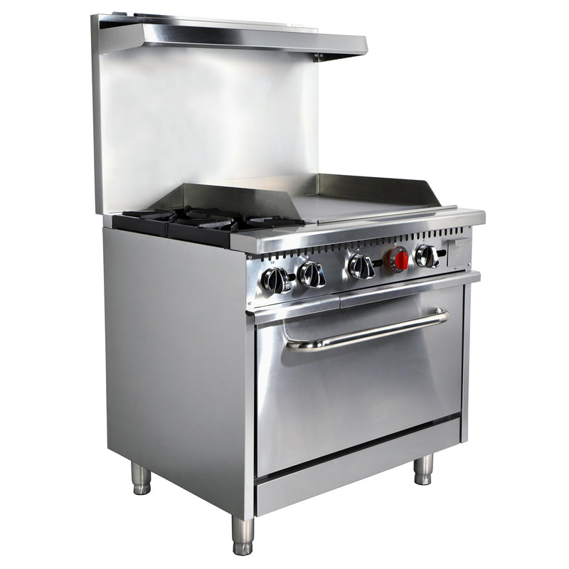 Black Diamond Gas Range with Griddle Combo, in Stainless Steel