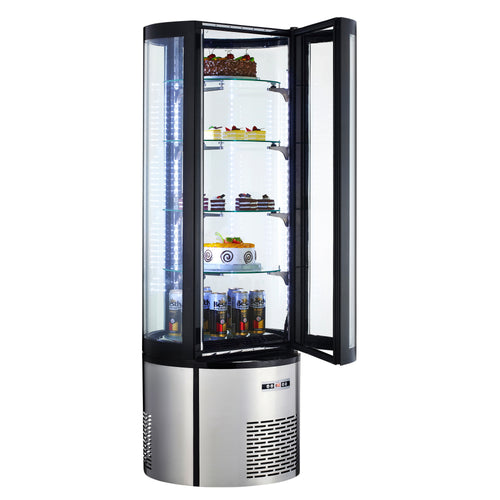 Black Diamond Standing Refrigerated Cake Display Case, Single Glass Door, in Stainless Steel