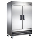 Black Diamond Reach-In Energy Star Freezer, 2 Solid Doors, 54" W, 46.7 Cu. Ft. Capacity, in Stainless Steel