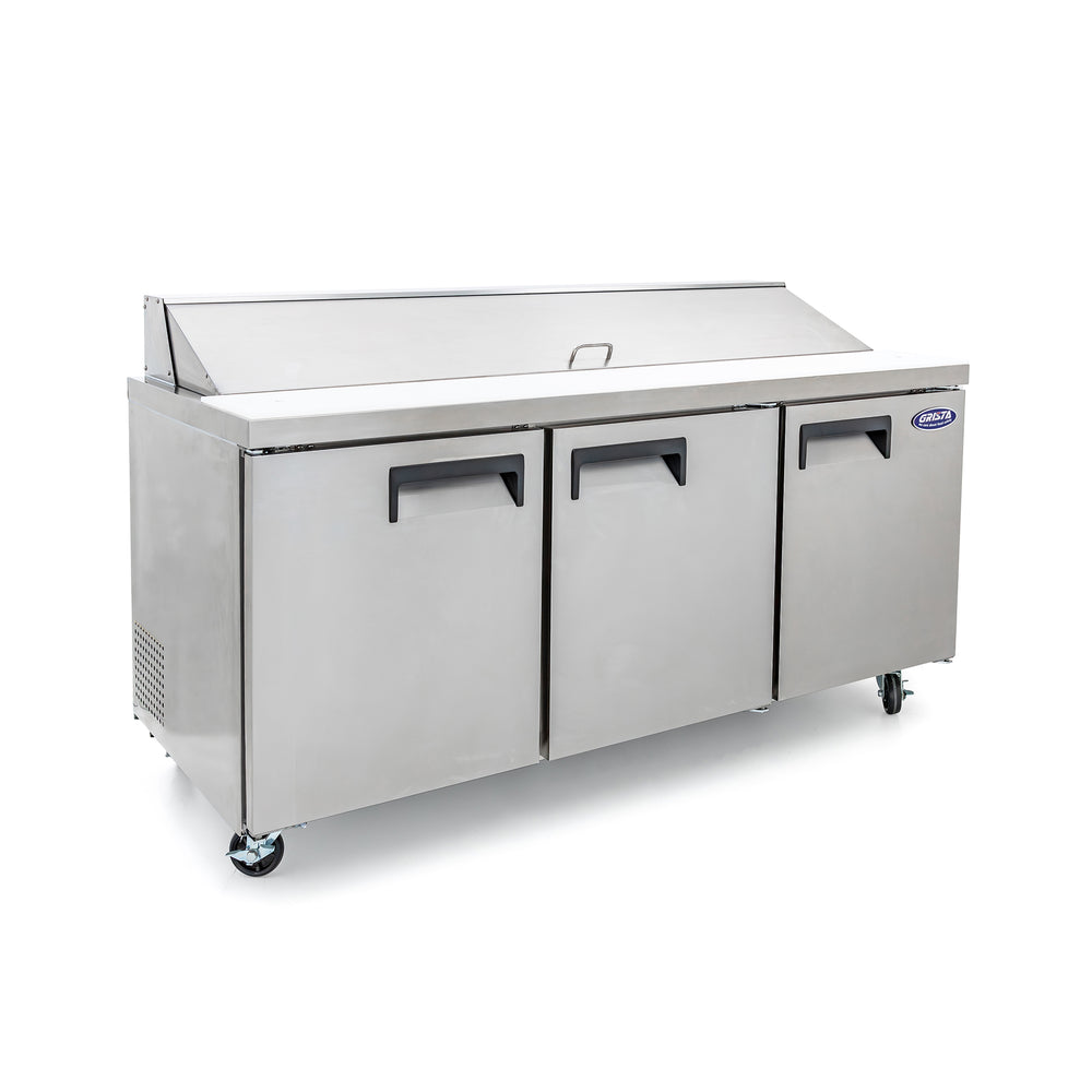 Black Diamond Refrigerated Salad/Sandwich Prep Table, 3 Doors, 70", in Stainless Steel