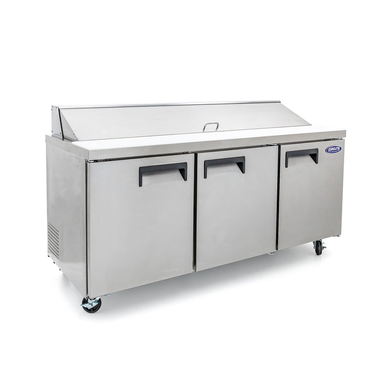 Grista 3 Door Refrigerated Salad/Sandwich Prep Table, in Silver/White