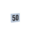 Adcraft Plastic Table Number Cards, 1 to 50, 4" x 4", in White/Black
