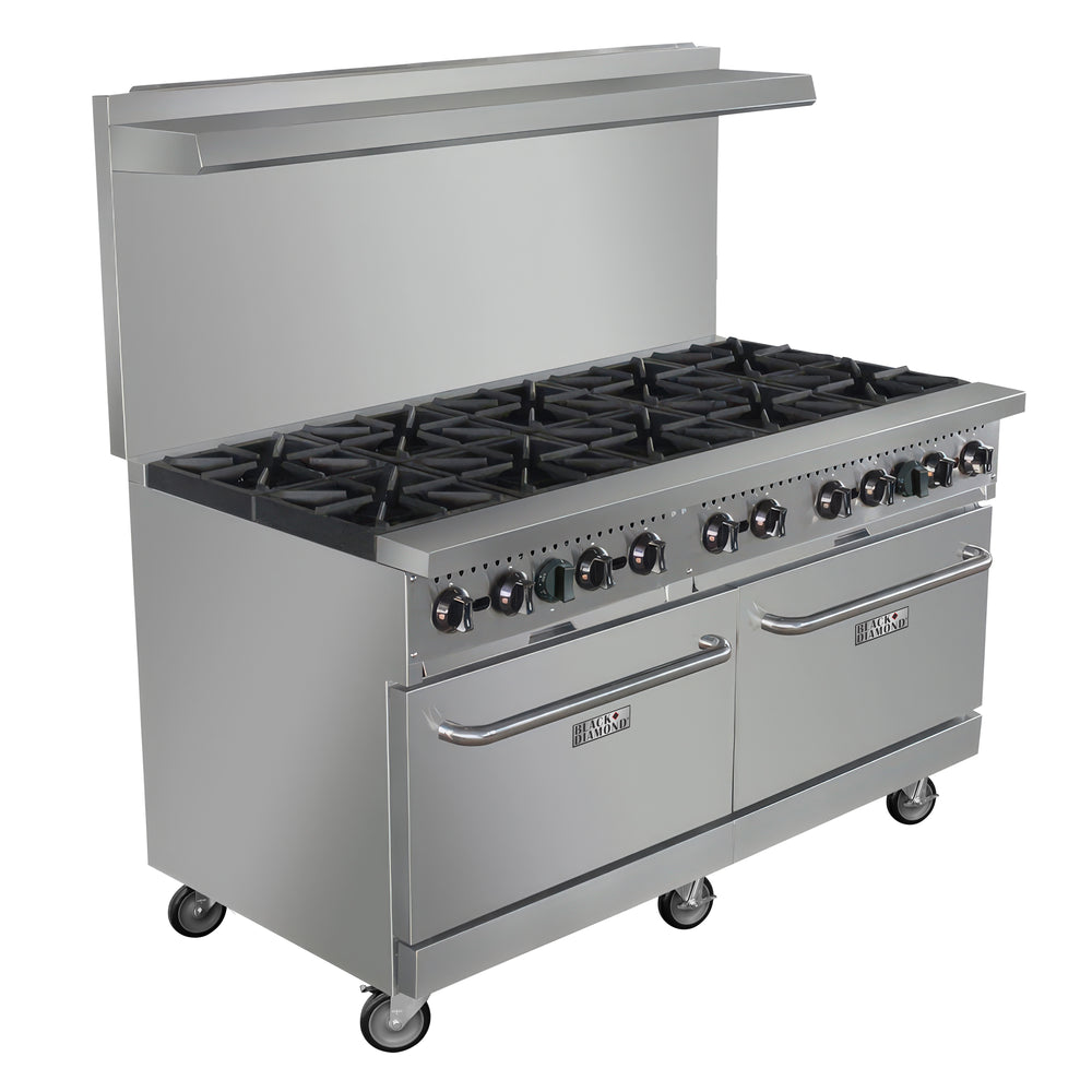 Black Diamond 60" Gas Range with Oven, 10 Burners, in Stainless Steel