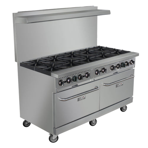 Black Diamond 60" Gas Range with Oven, 10 Burners, in Stainless Steel