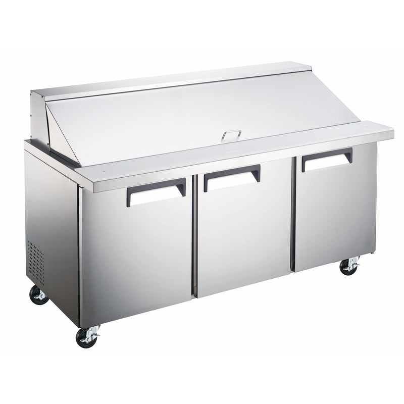 U-Star 3 Door Refrigerated Mega Top Salad/Sandwich Prep Table, in Silver/White