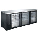 Black Diamond 3 Glass Door Back Bar Cooler, in Black