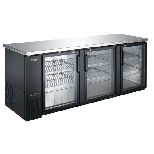 Black Diamond 3 Glass Door Back Bar Cooler, in Black