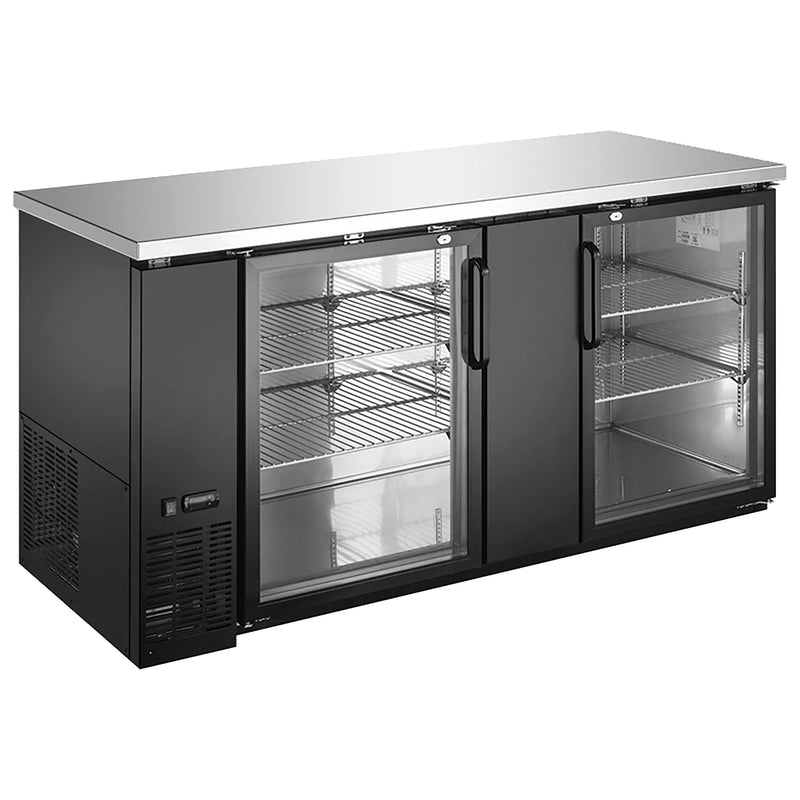 U-Star 2 Glass Door Back Bar Cooler, in Black