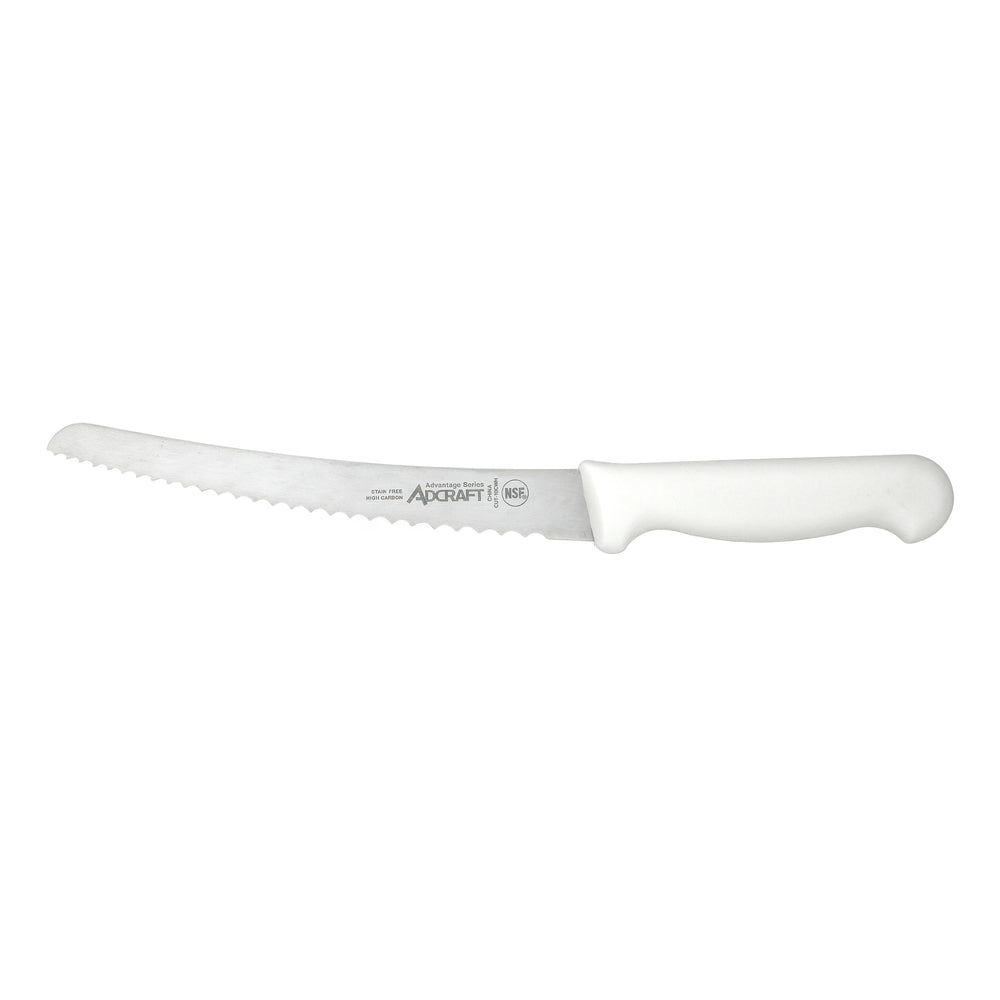 Adcraft Wavy Edge Curved Bread Knife (10", white)