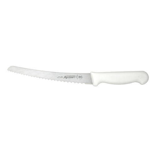 Adcraft Wavy Edge Curved Bread Knife (10", white)