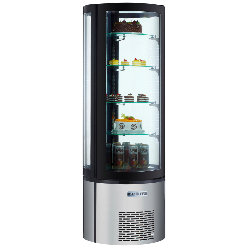 Black Diamond Standing Refrigerated Cake Display Case, Single Glass Door, in Stainless Steel