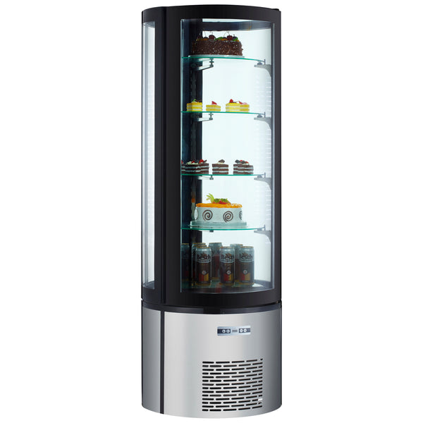 Black Diamond Floor Standing Refrigerated Cake Display Case, in Black/Silver