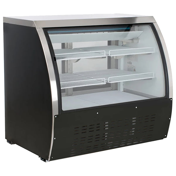 U-Star Curved Glass Refrigerated Deli Case, 48"W, 15.5 cu ft Storage Capacity, in Black (USDC-48)
