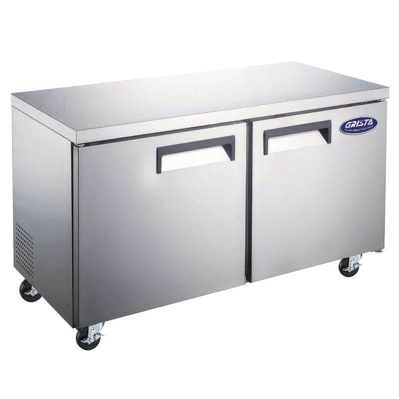 Grista 2 Door Undercounter Freezer, in Silver/White