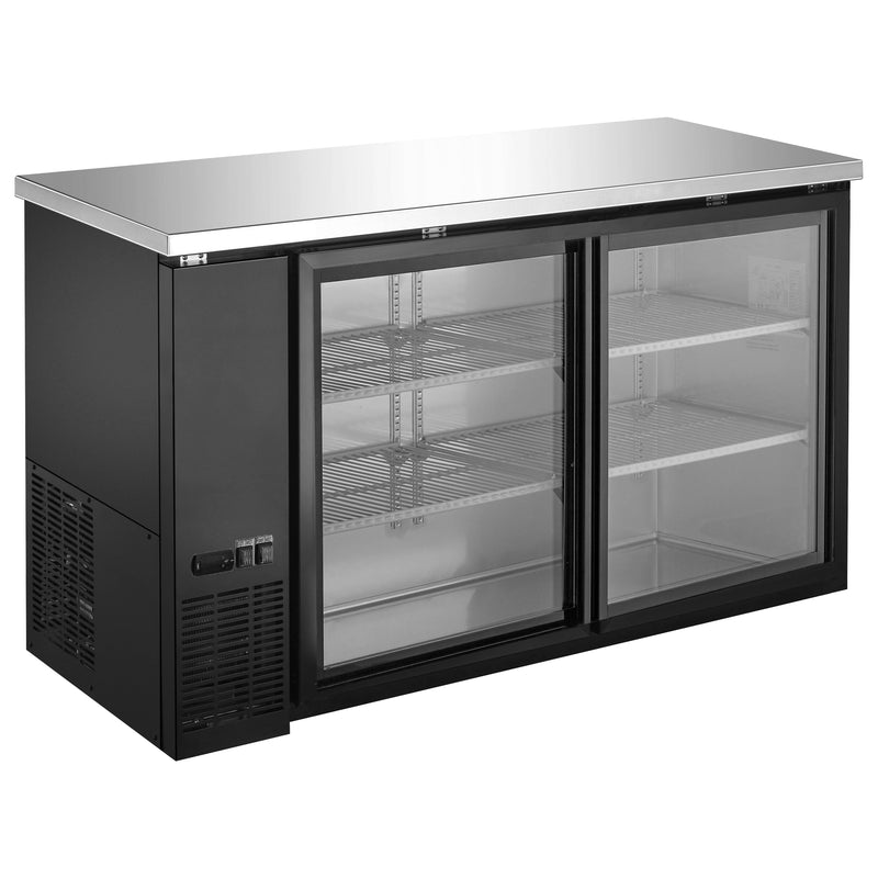U-Star 2 Sliding Glass Door Narrow Depth Back Bar Cooler, in Black