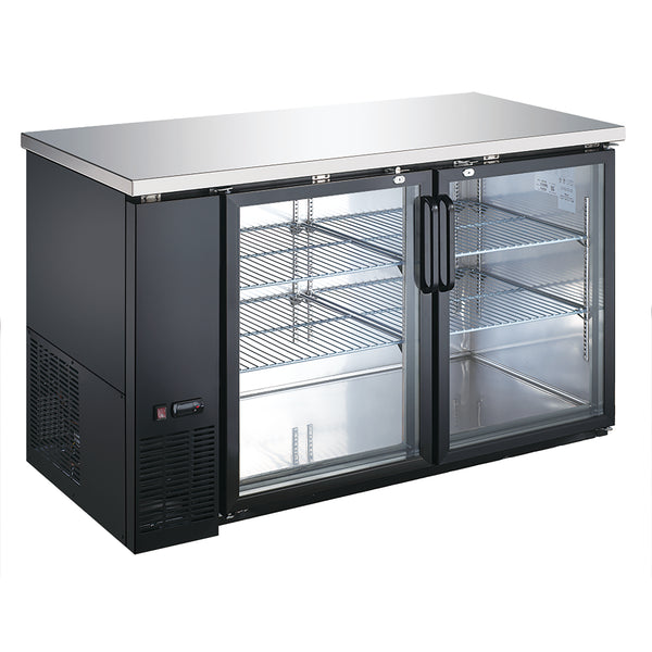 U-Star 2 Glass Door Narrow Depth Back Bar Cooler, in Black