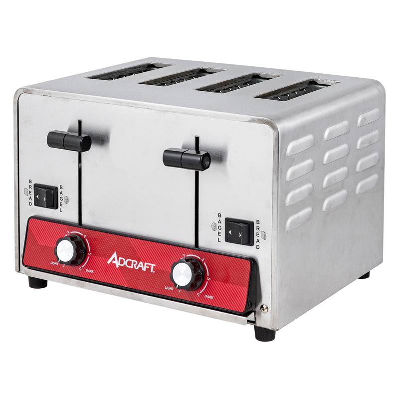 Adcraft Heavy Duty Bread and Bagel 4-Slice Pop-Up Commercial Toaster, in Silver